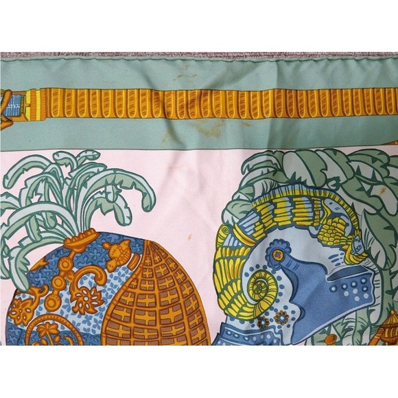 Hermes Silk Scarf with Orange and Blue Accents - Picture 10 of 12